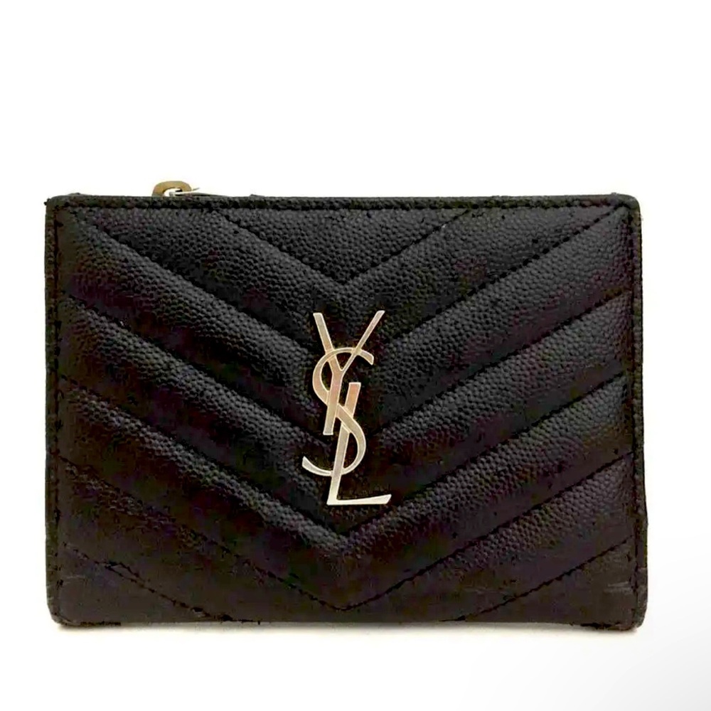 YSL Cassandra bifold Wallet with silver hardware